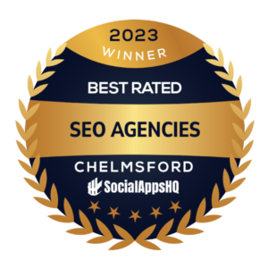 Image showing best rated award for SEO agencies 2023 Chelmsford.